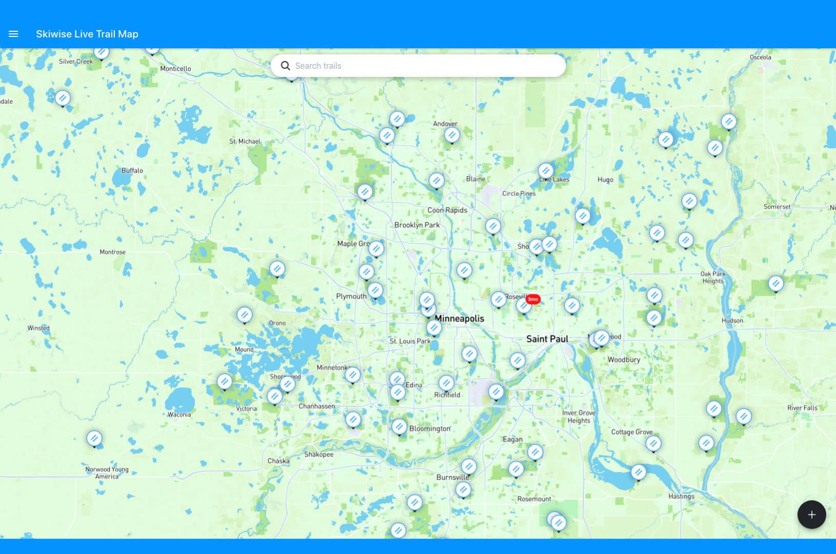 Skiwise Live Trail Map on desktop