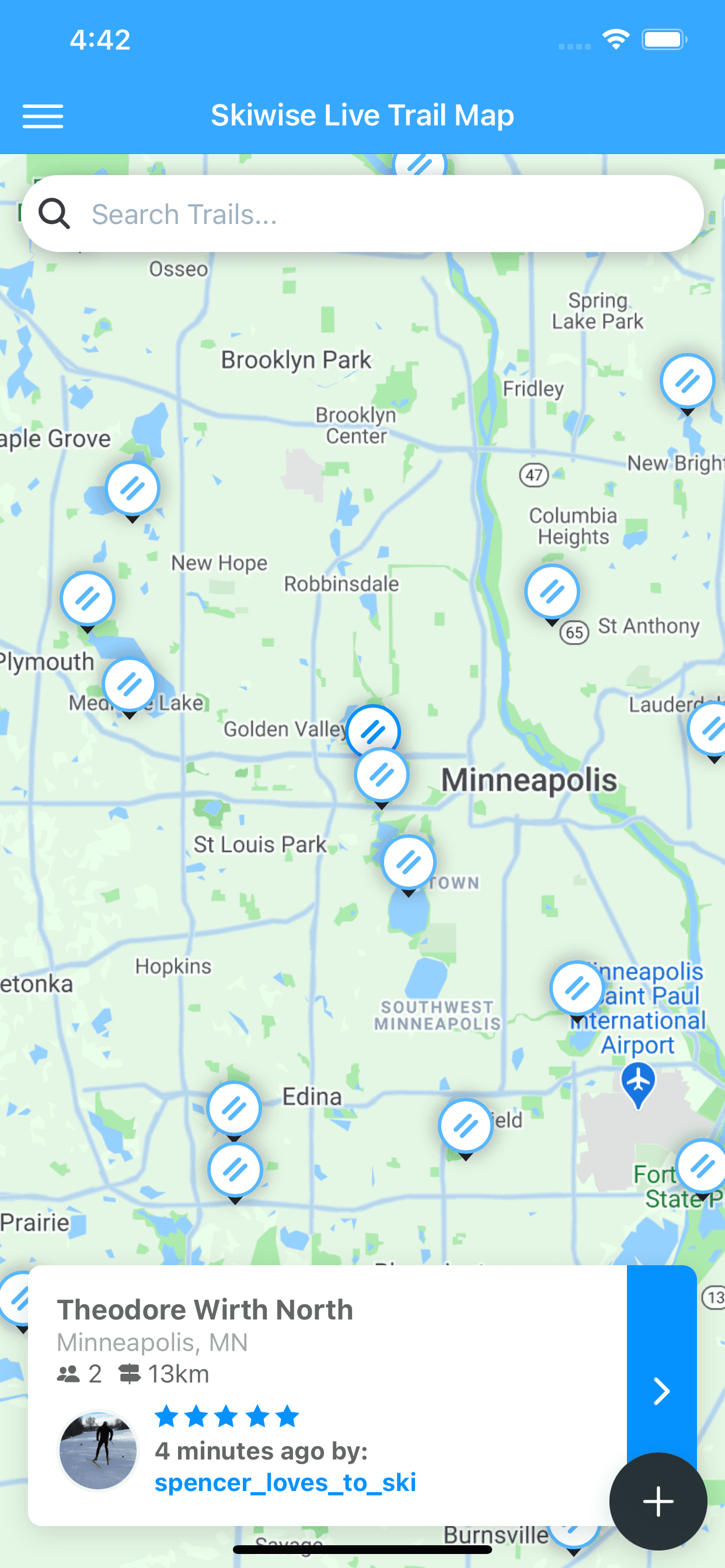 Skiwise on iPhone - trail map